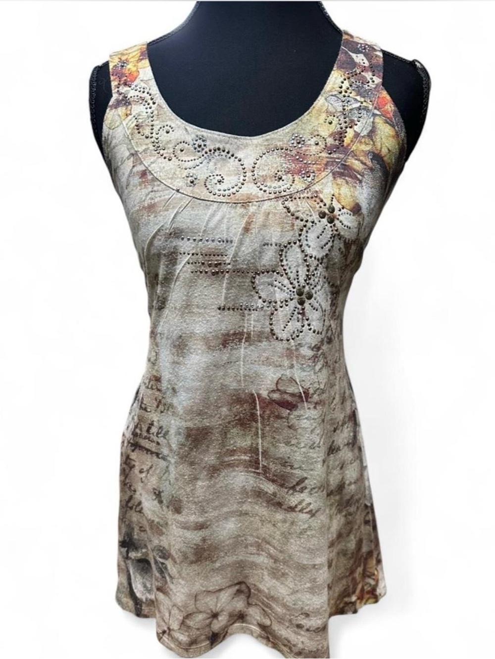 Y2K Fairy Grunge Rhinestone Boho Tunic Top Size L Whimsigoth Fairy 2000s Vtg